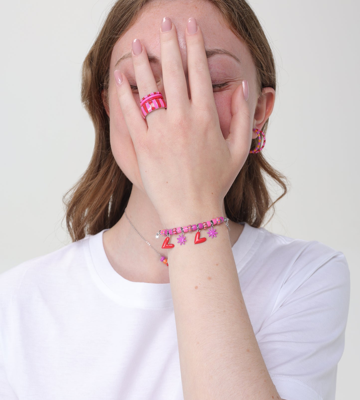 Orange & Purple Striped Capsule Bead | Enamel Sterling Silver
