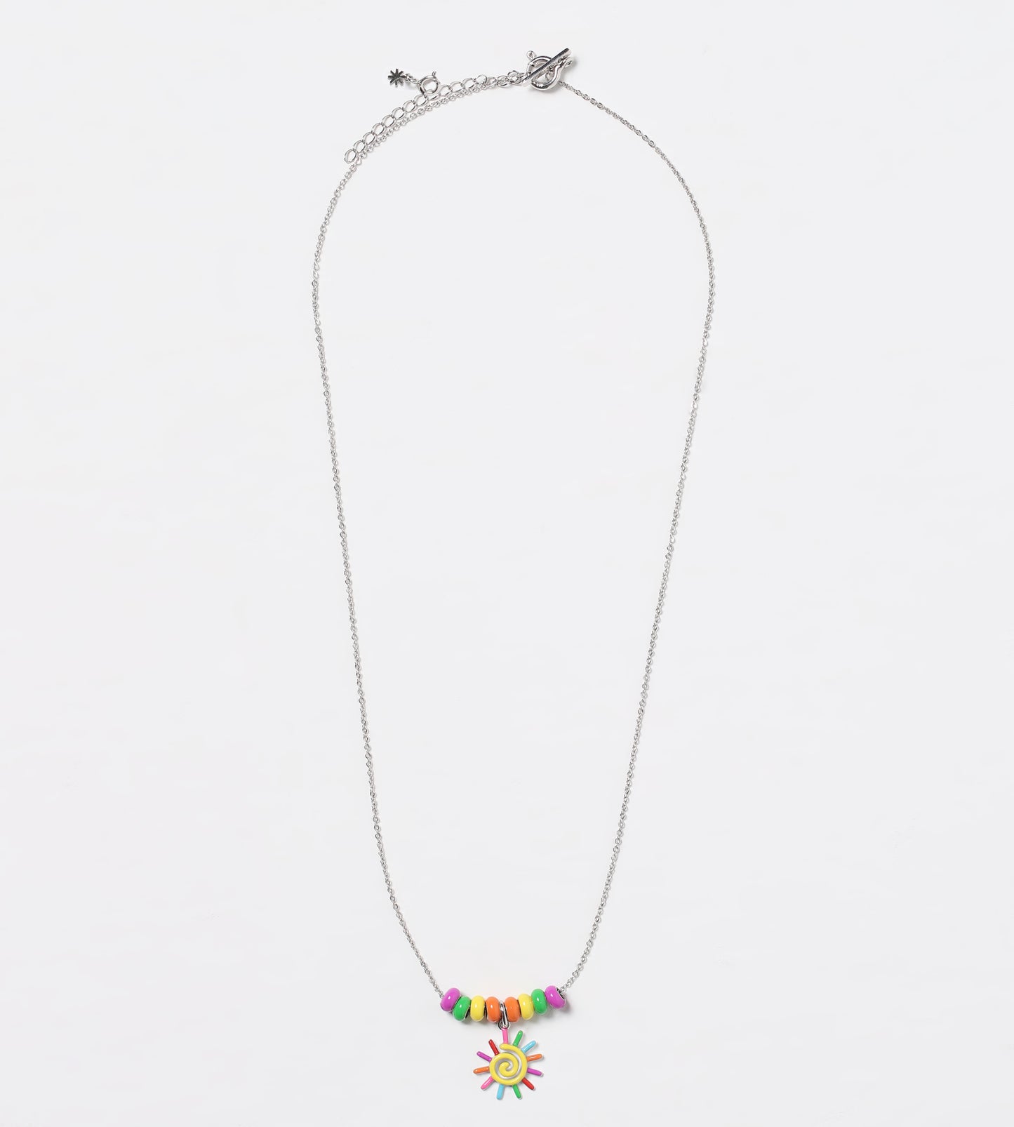 Sun Rays Like Stilts Beaded Charm Necklace | Enamel Sterling Silver