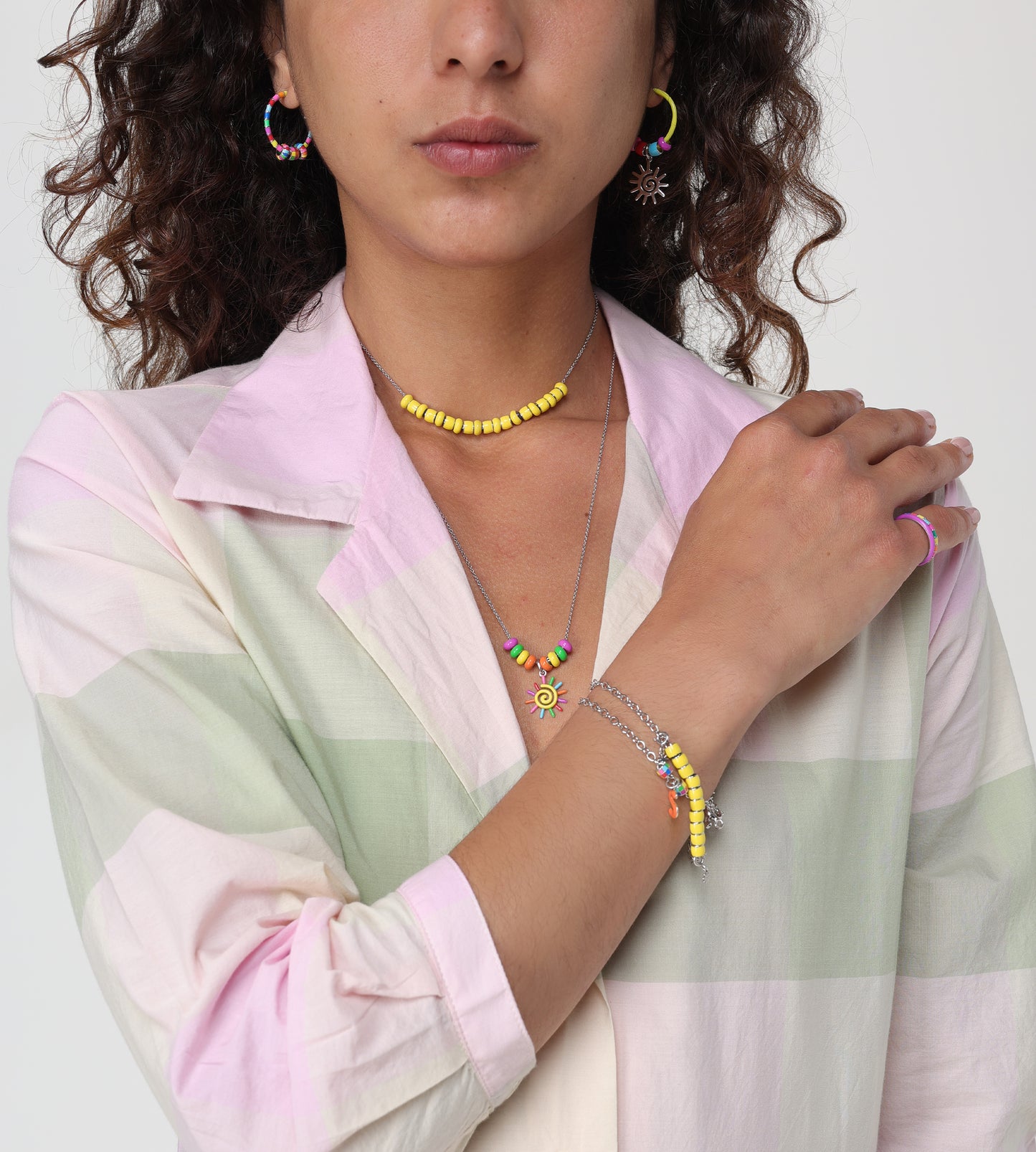 Yellow Capsule Bead | Enamel Sterling Silver