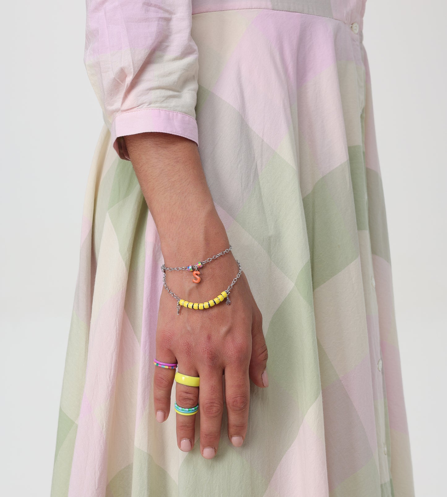 All Yellow Beaded Bracelet | Enamel Sterling Silver