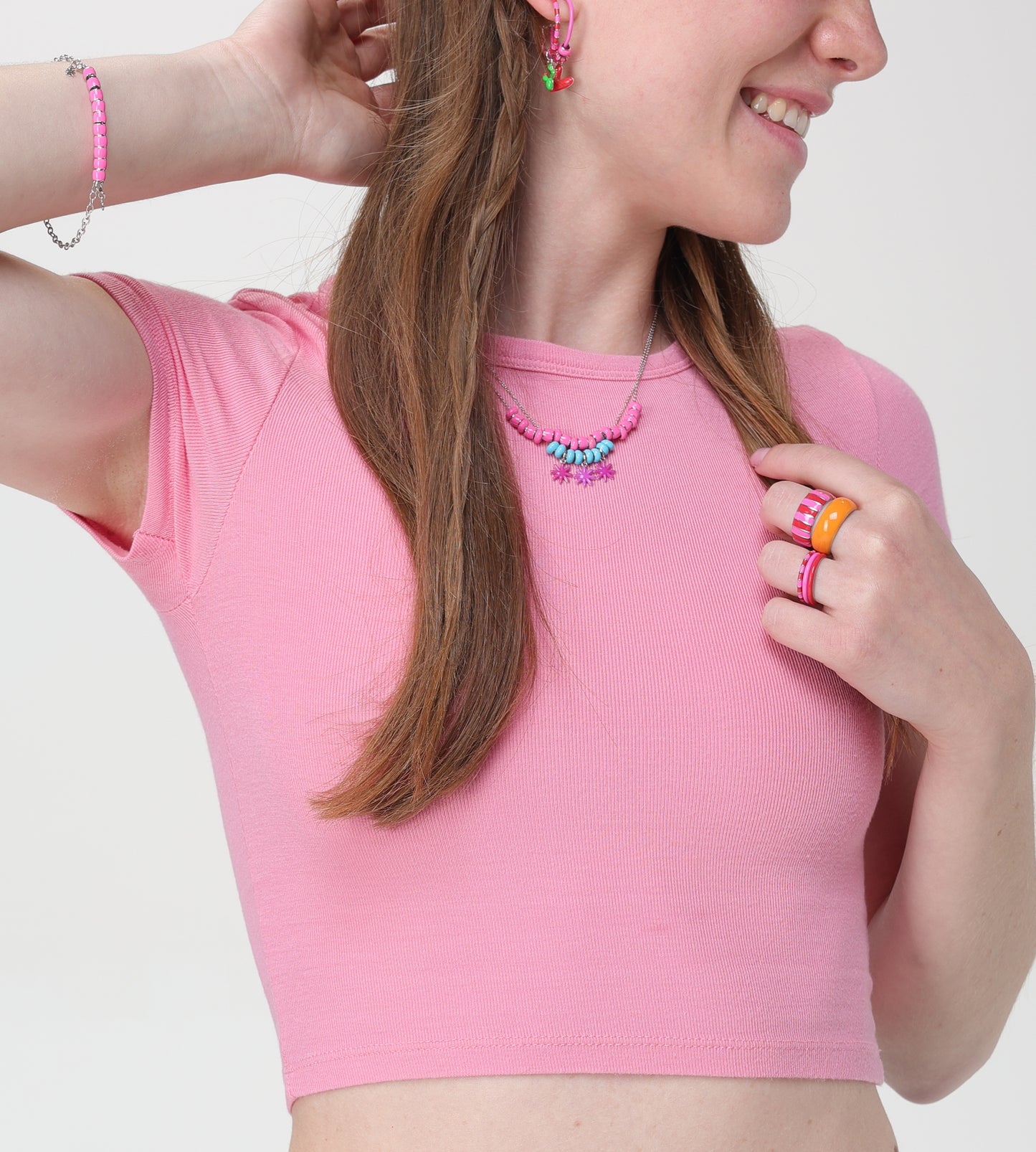 Pink & Red Thin Ring | Enamel 18k Gold-plated Sterling Silver