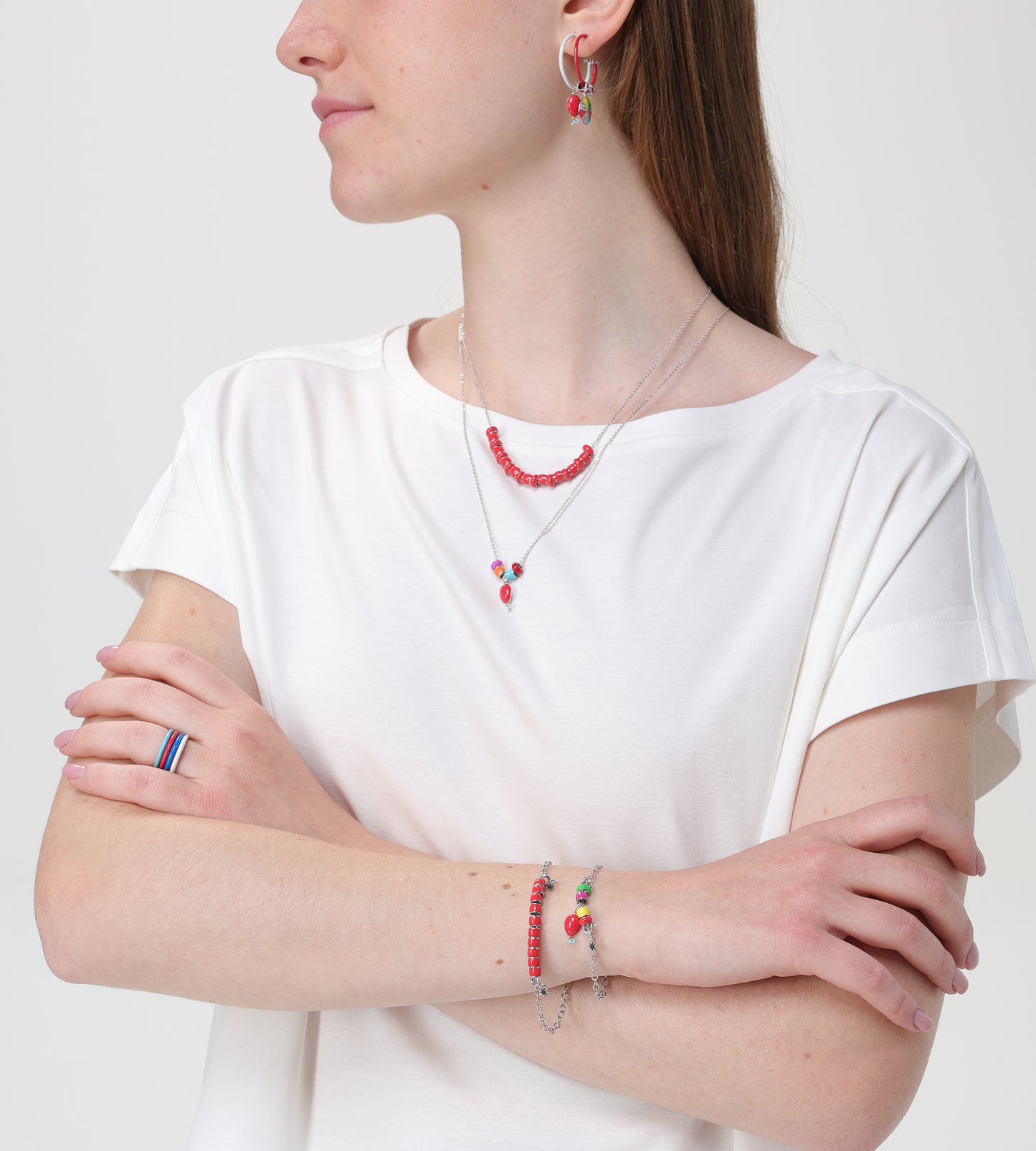 Red Capsule Bead | Enamel Sterling Silver