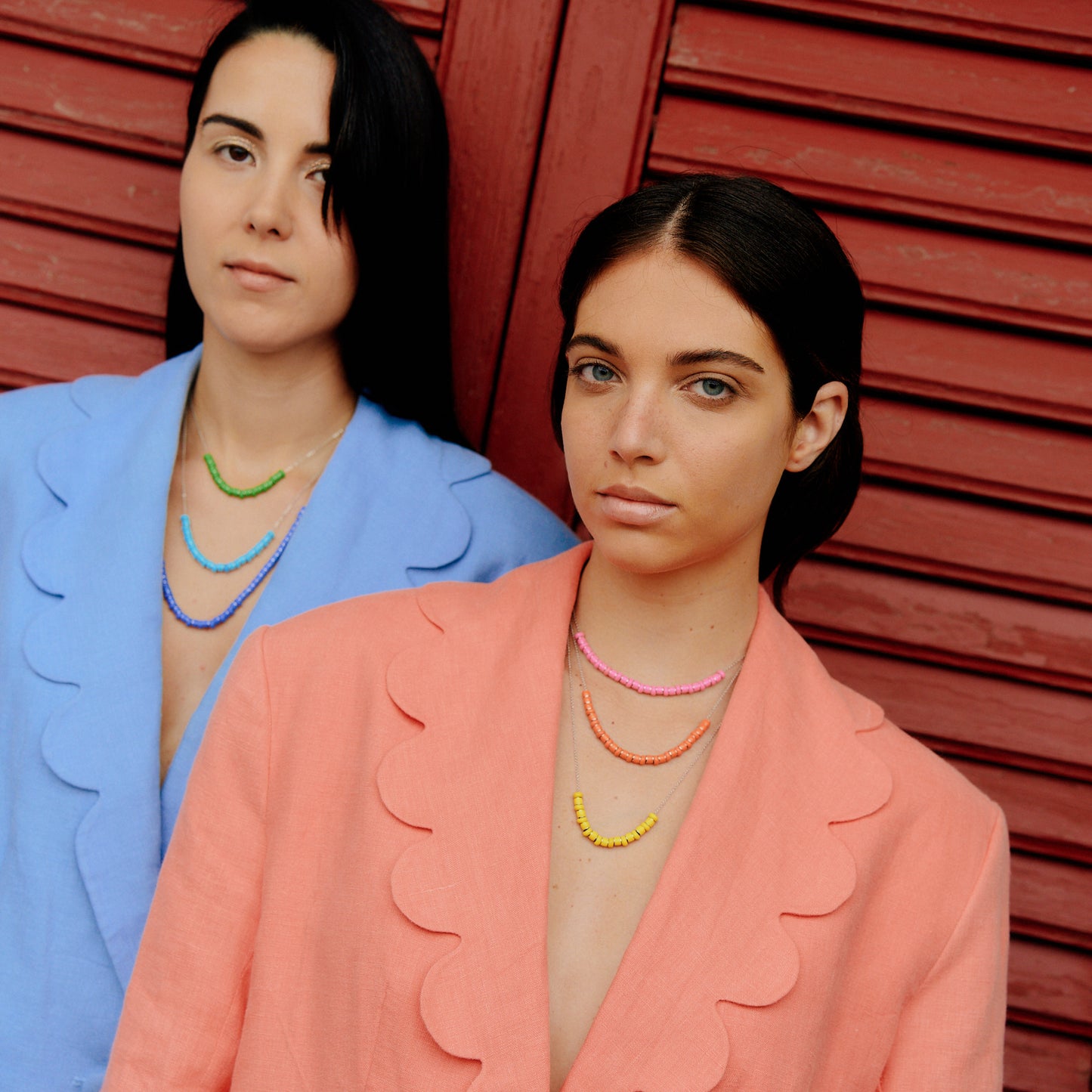 All Pink Beaded Necklace | Enamel Sterling Silver