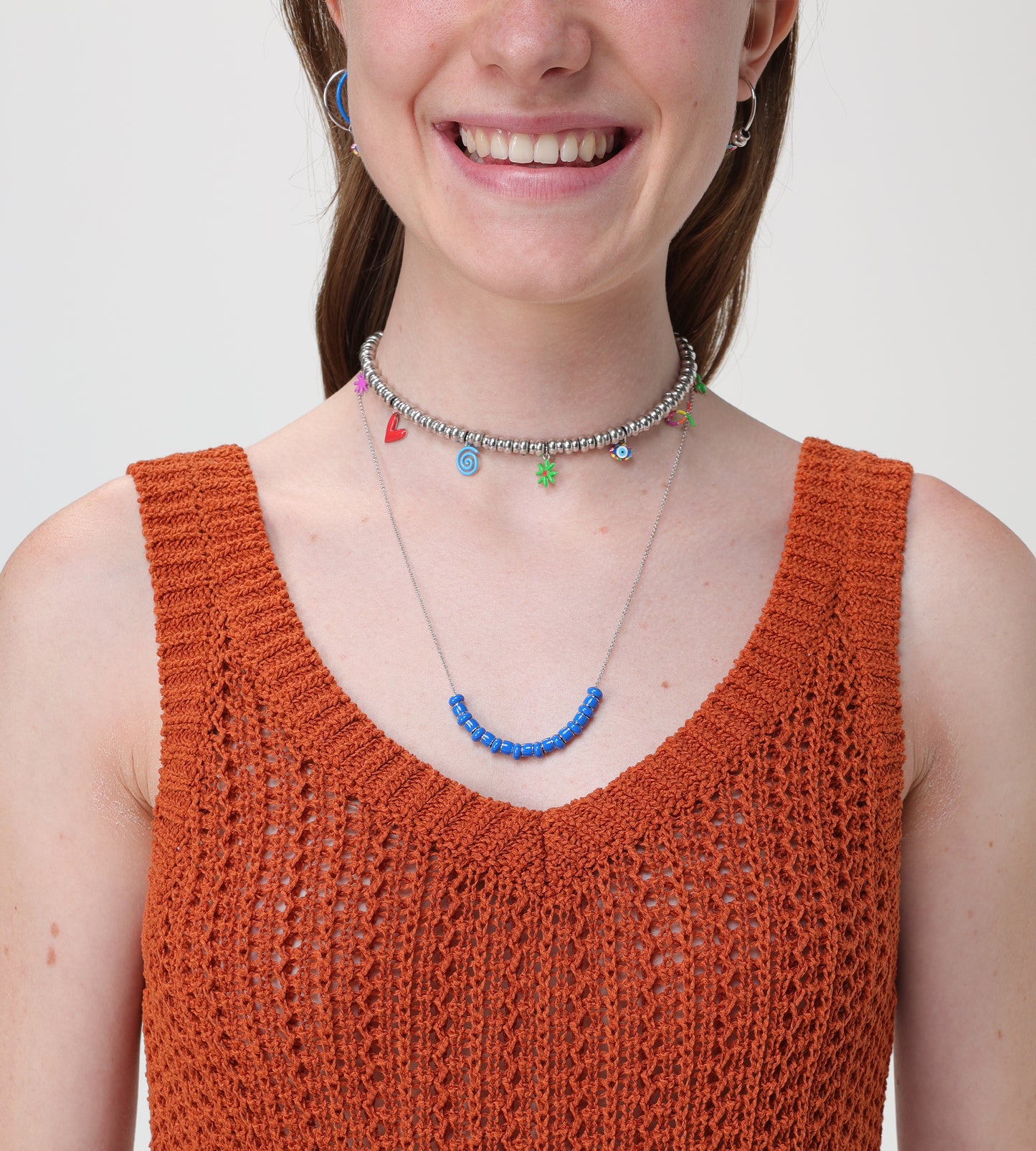 Blue Capsule Bead | Enamel Sterling Silver