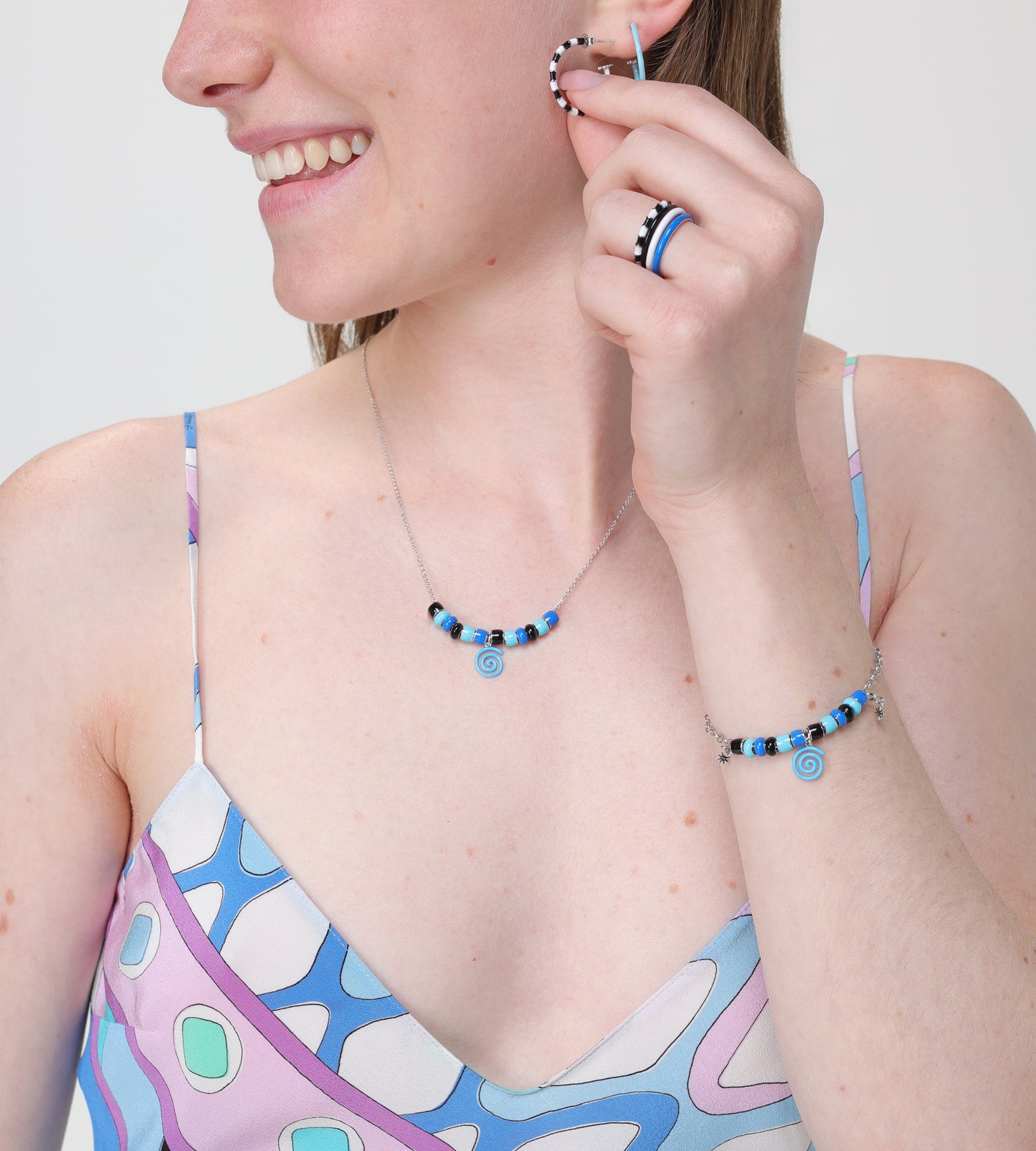 Spin Me 'Round Beaded Charm Bracelet | Enamel Sterling Silver