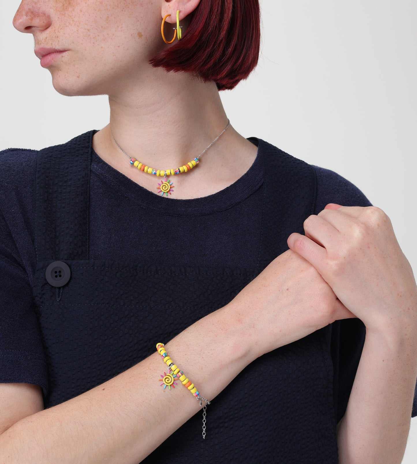 You Are My Sunshine Beaded Charm Bracelet | Enamel 18k Gold-plated Sterling Silver