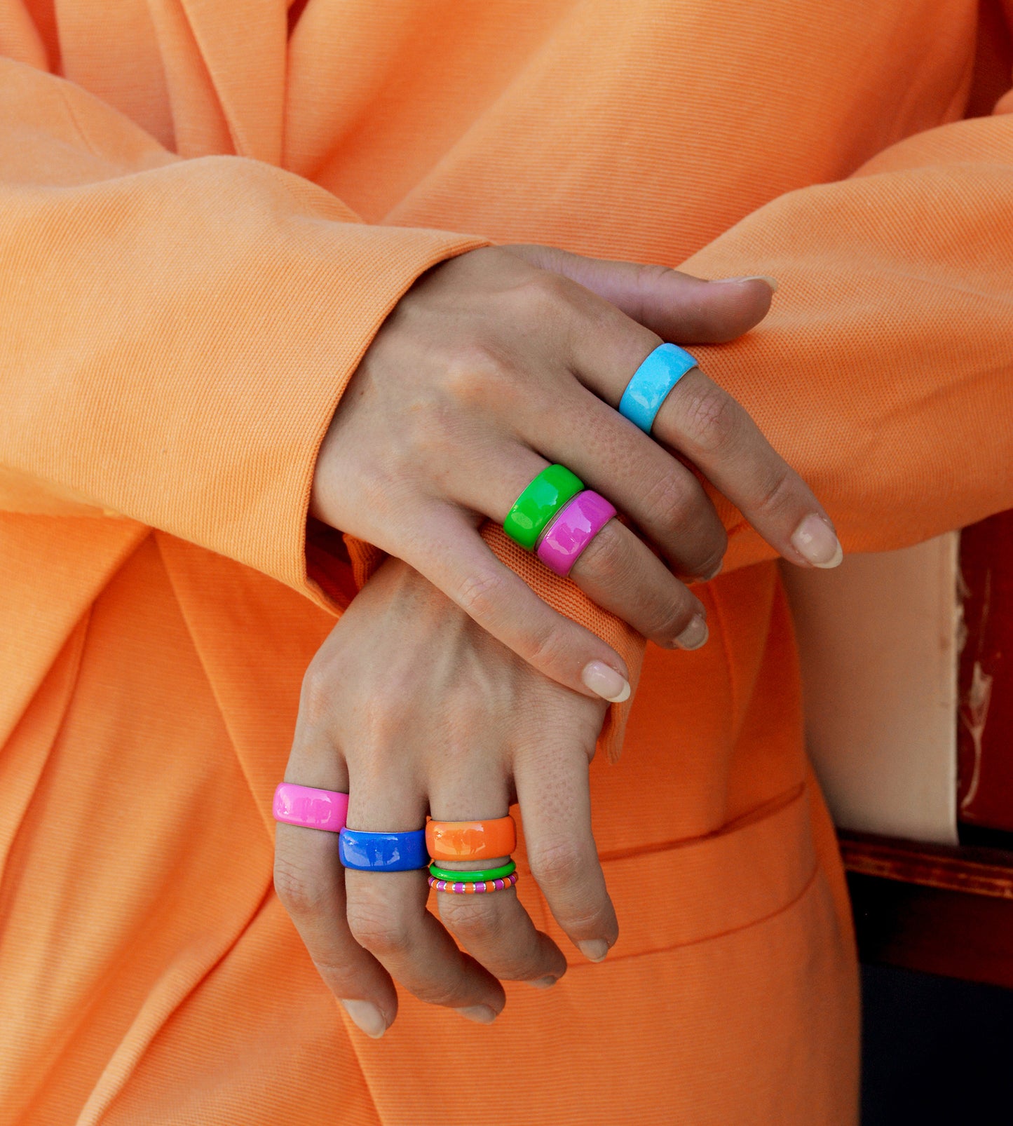 Pink Thick Ring | Enamel Sterling Silver