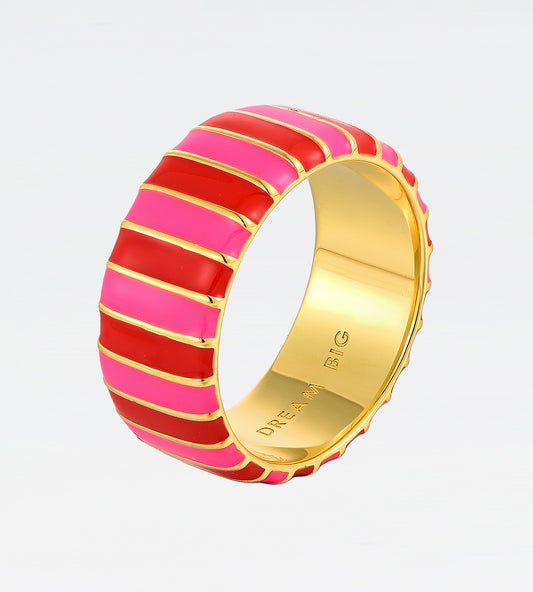 GOLD PINK & RED THICK RING