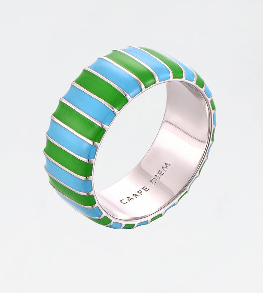 CELESTE & GREEN THICK RING