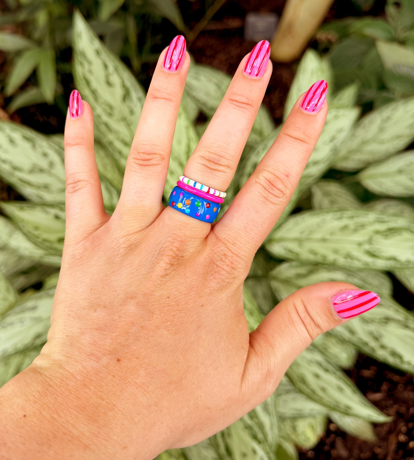 Polka Dot Ring Stack | Enamel Sterling Silver