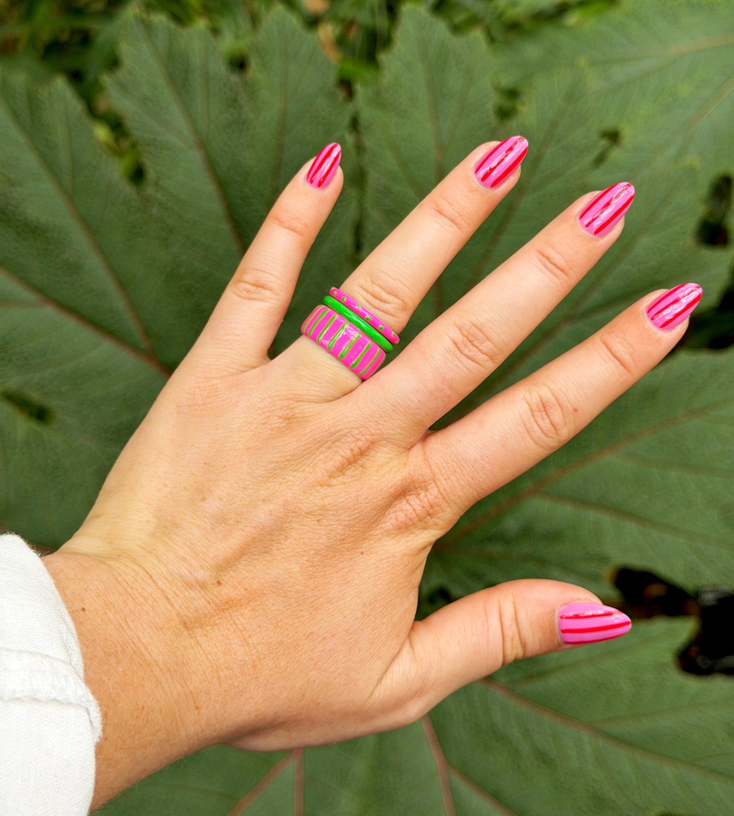 Dragon Fruit Ring Stack | Enamel Sterling Silver