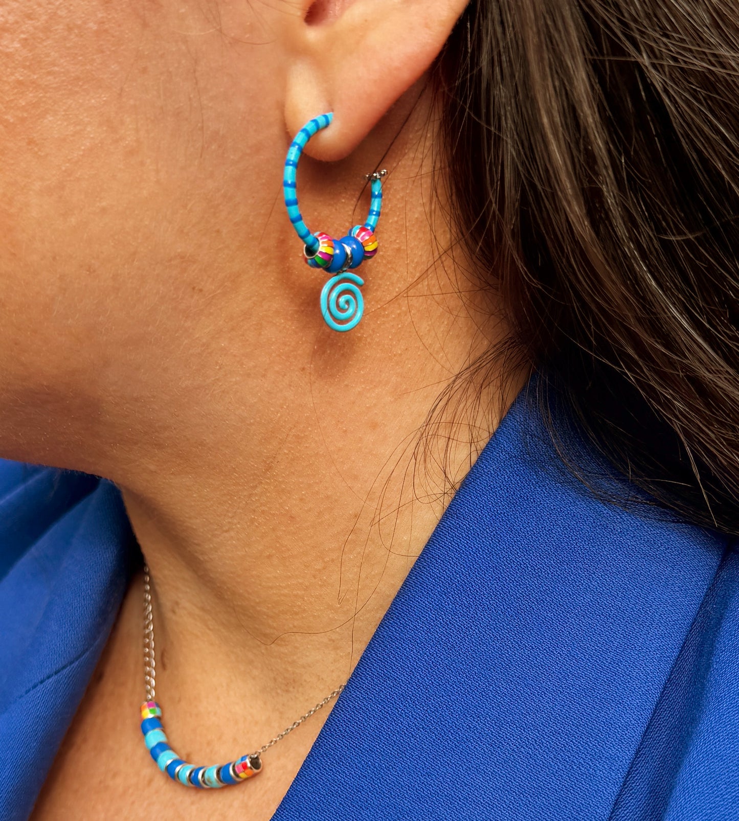 Flow Freehand Striped Earring Mix | Enamel Sterling Silver (Single)