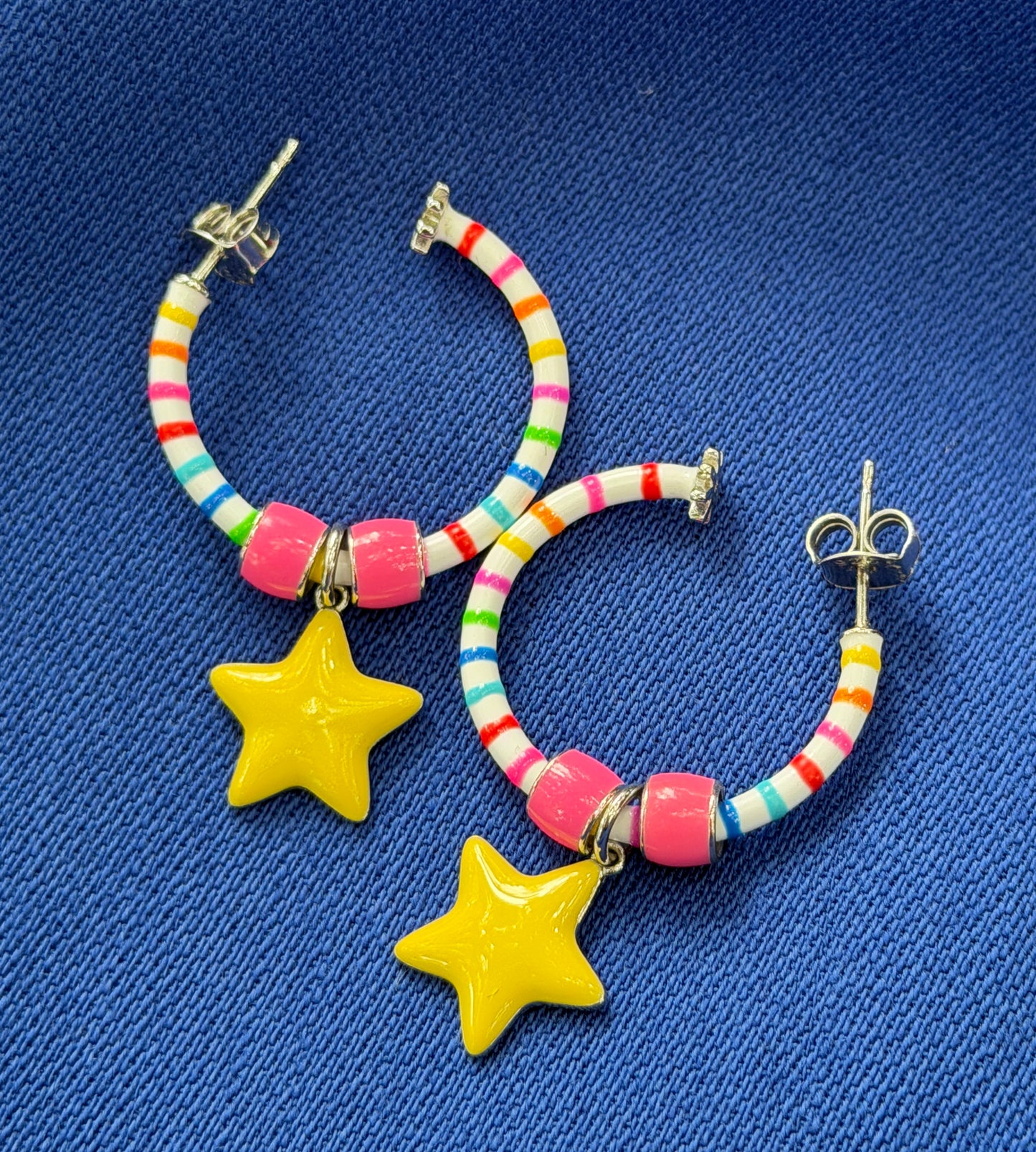 Daydreamer Freehand Striped Hoop Earring Mix | Enamel Sterling Silver (Single)