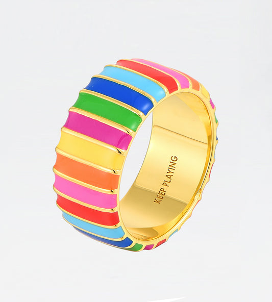 GOLD MULTICOLOUR THICK RING