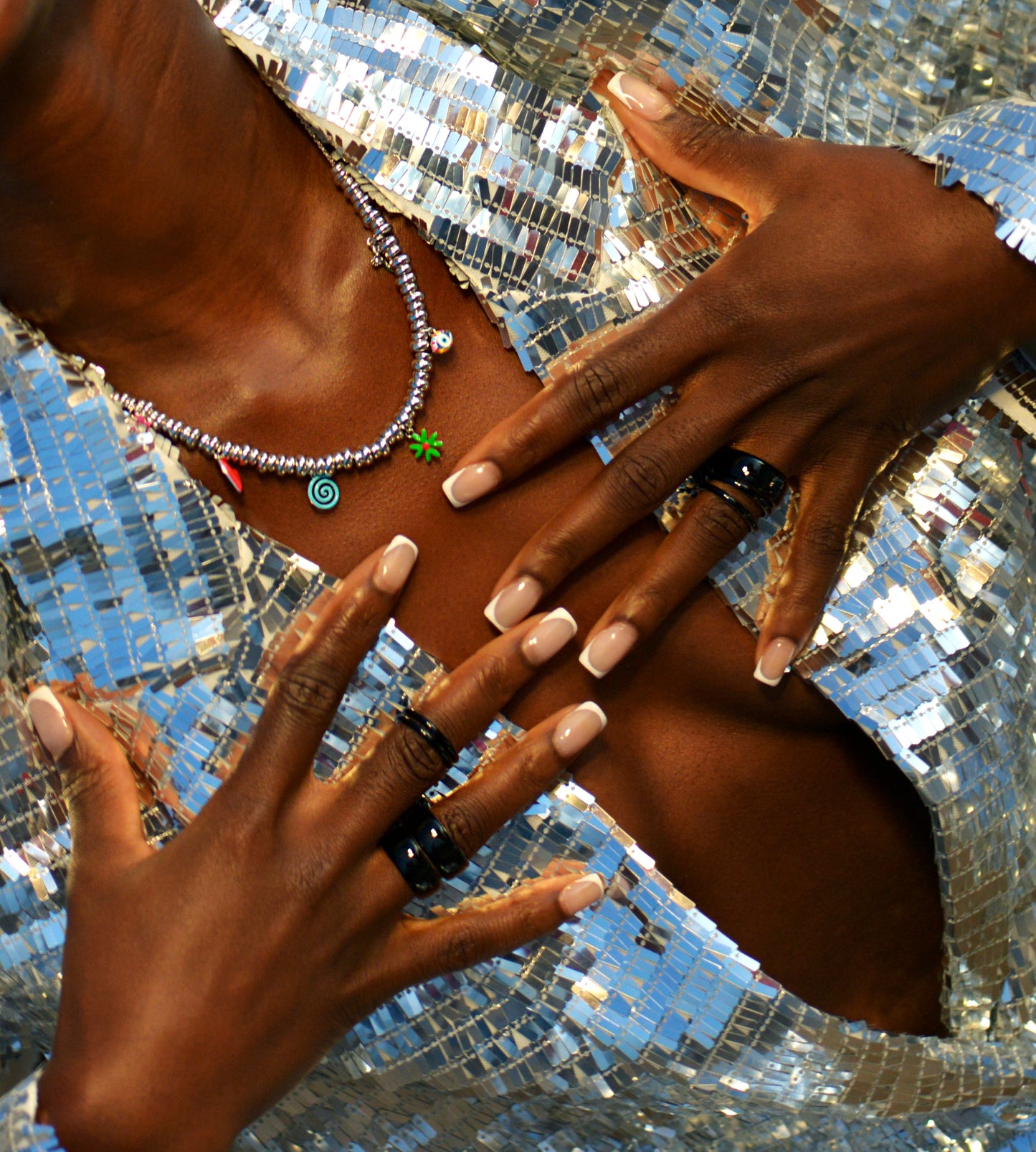 Black Thick Ring | Enamel Sterling Silver