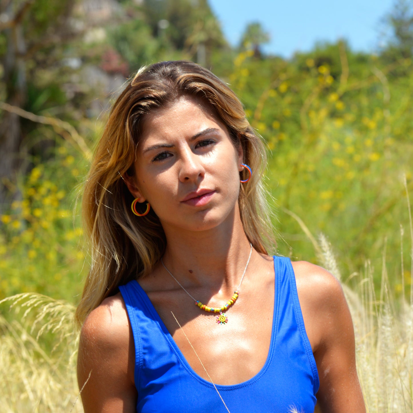 Pink Hoop Earring | Enamel Sterling Silver (Single)