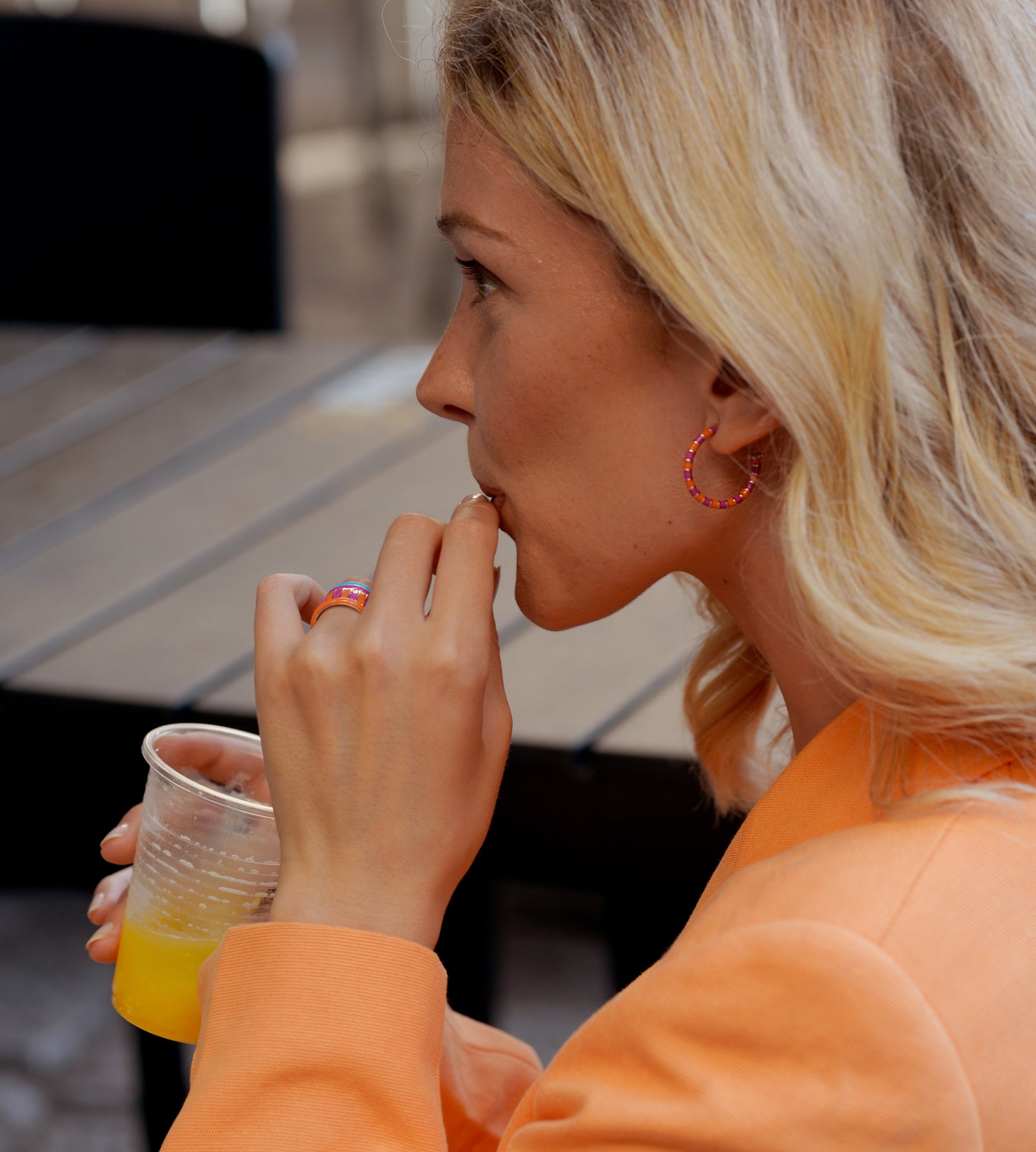 ORANGE & PURPLE EARRING