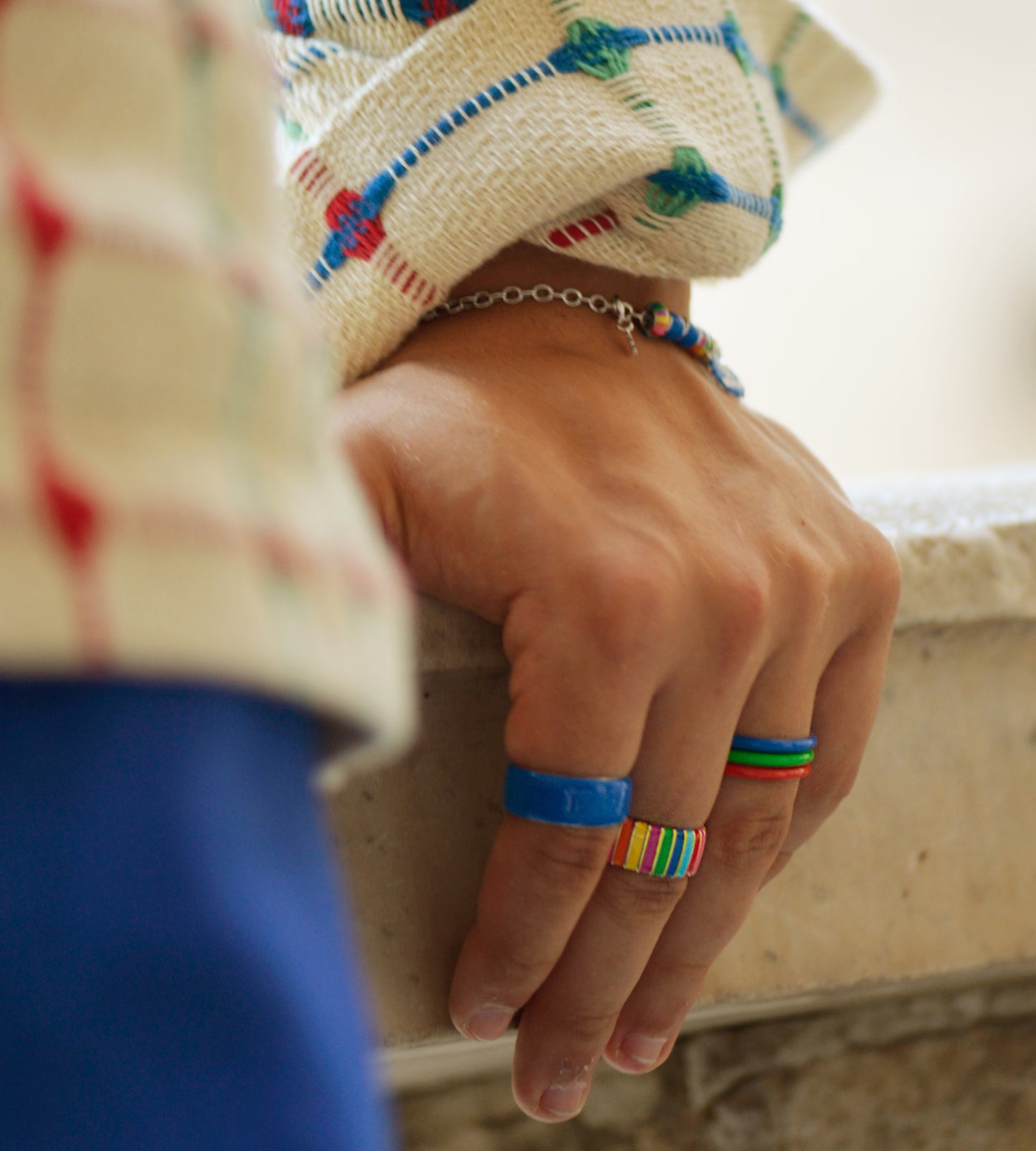 Multicolour Thick Ring | Enamel 18k Gold-plated Sterling Silver