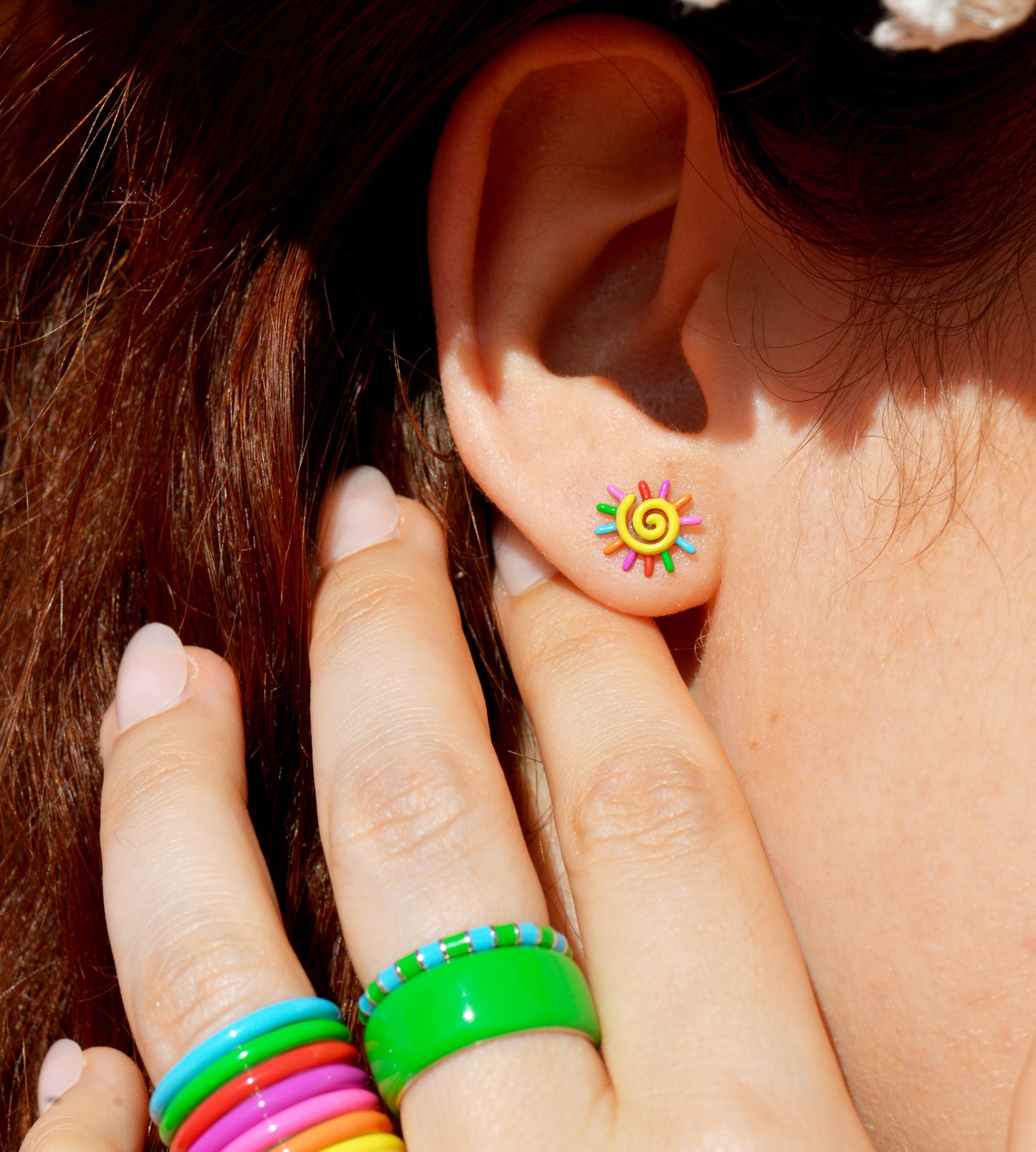PAINTED SUN EARRING (SINGLE)