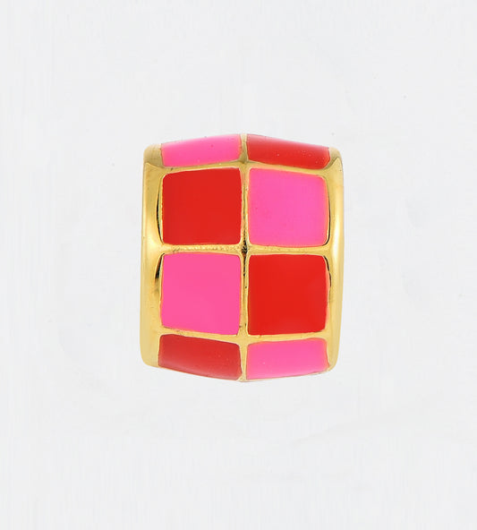 GOLD PINK & RED CHECK CUBE