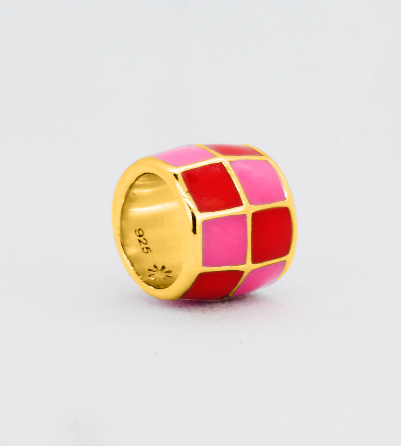 GOLD PINK & RED CHECK CUBE