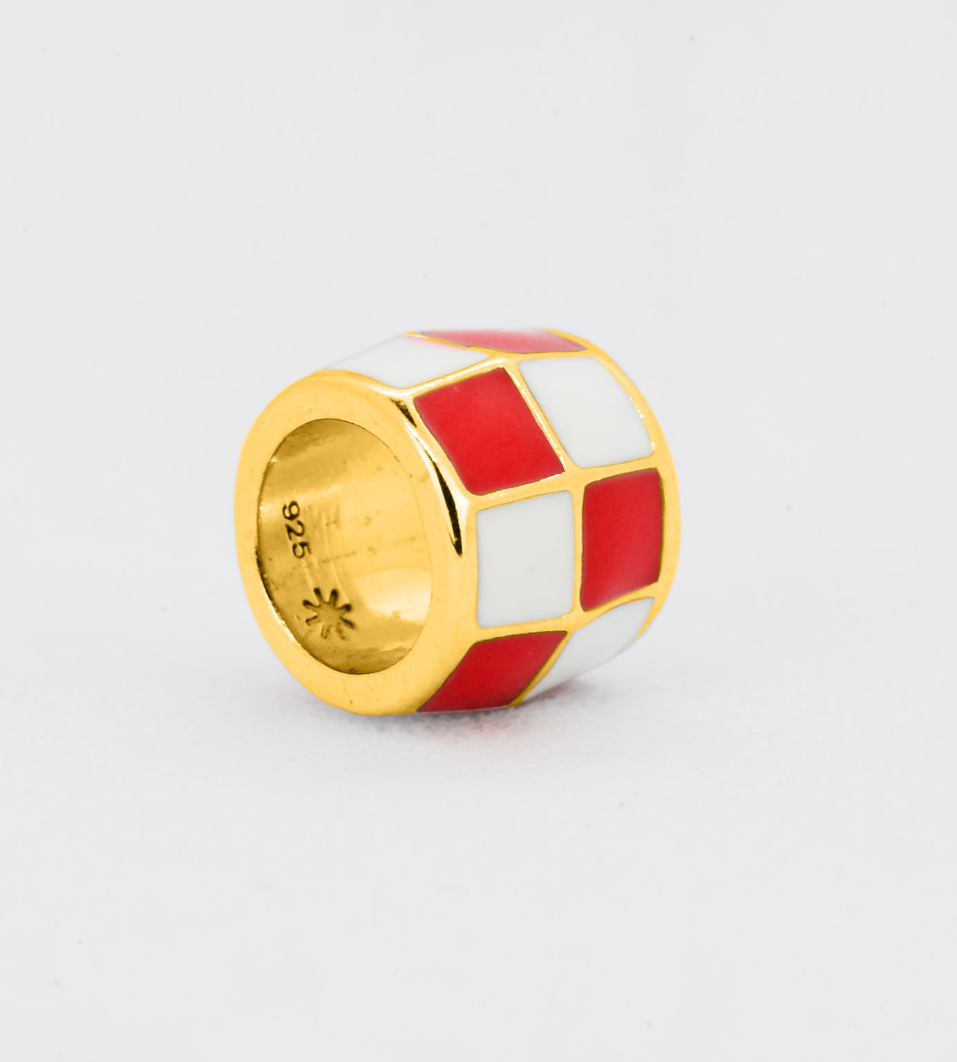 GOLD RED & WHITE CHECK CUBE