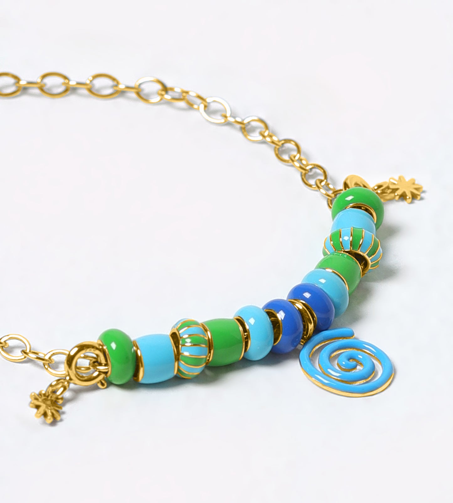 Panta Rei Beaded Charm Bracelet | Enamel 18k Gold-plated Sterling Silver