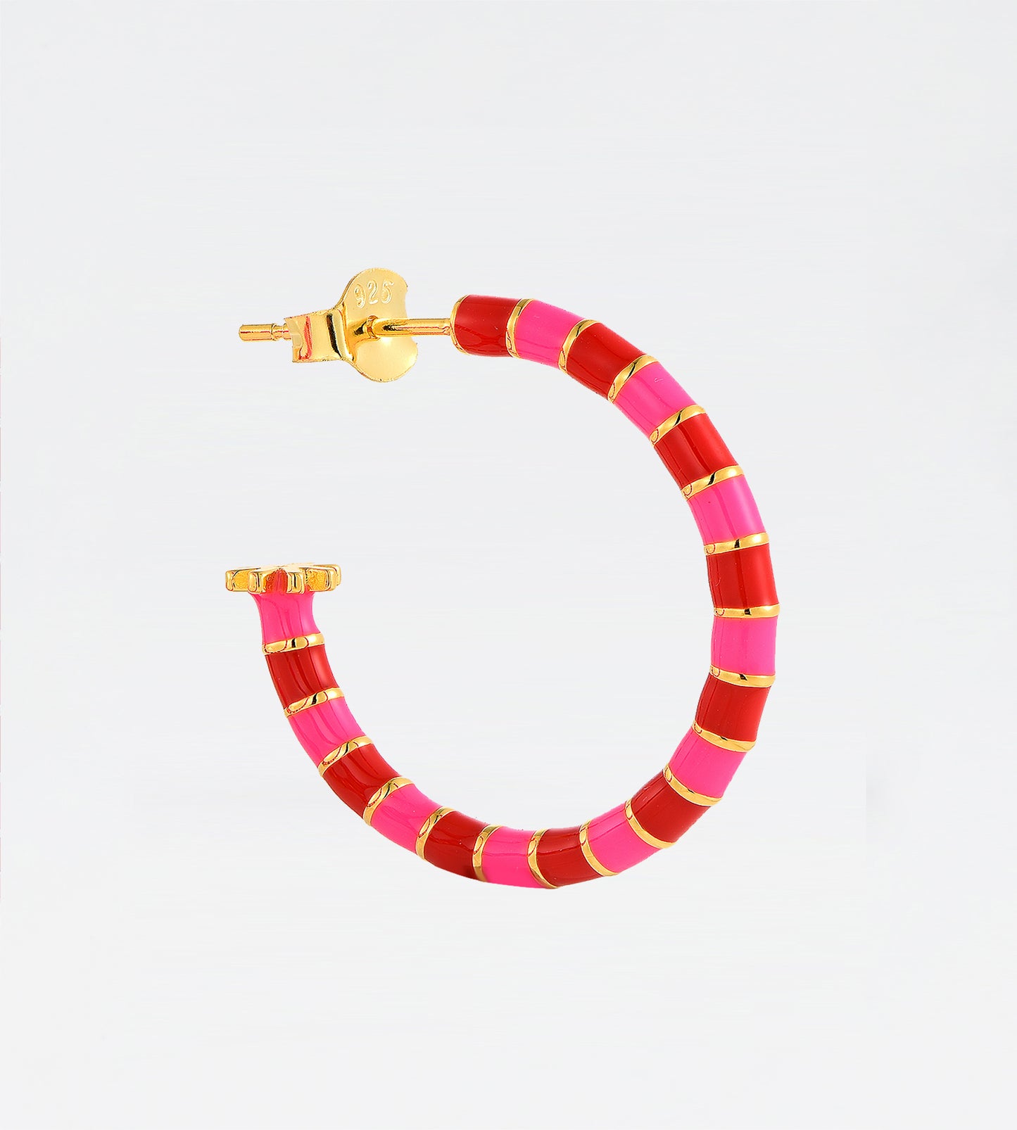 GOLD PINK & RED EARRING