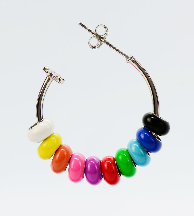 Full Game Hoop Earring Mix | Enamel Sterling Silver (Single)