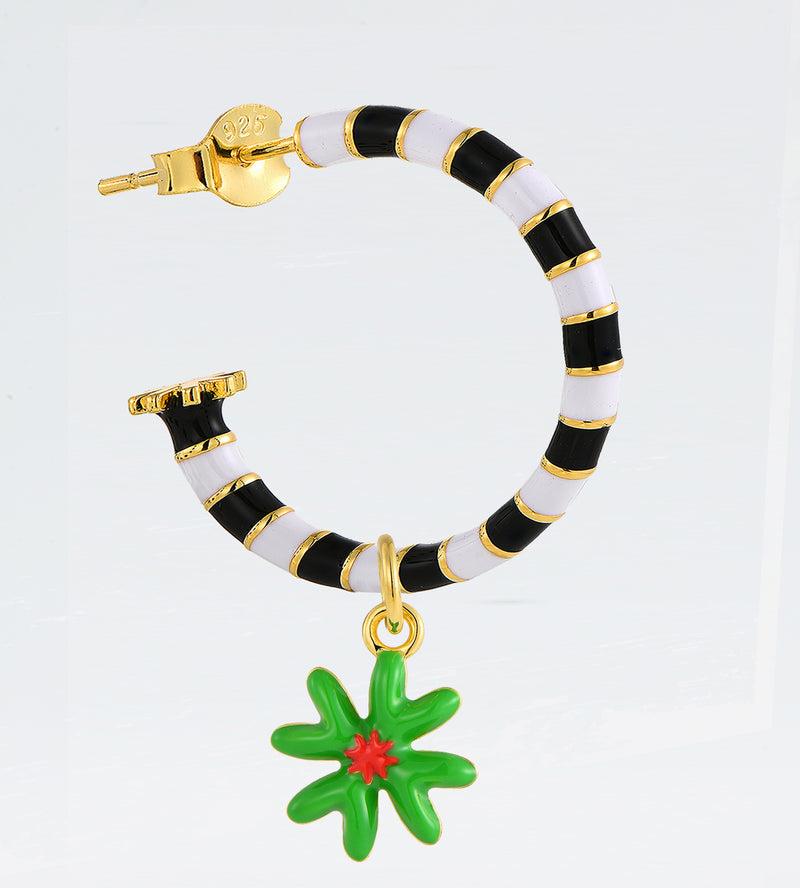 Lucky You Hoop Earring Mix | Enamel 18k Gold-plated Sterling Silver (Single)
