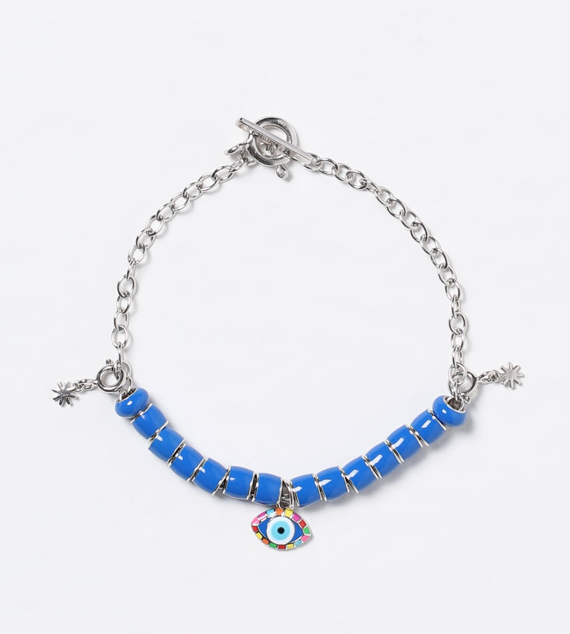 Keep an Eye Out Beaded Charm Bracelet | Enamel Sterling Silver