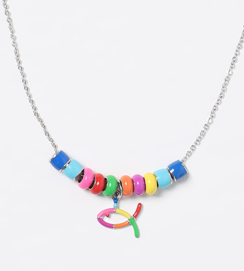 Nel Blu, Dipinto di Blu Beaded Charm Necklace | Enamel Sterling Silver