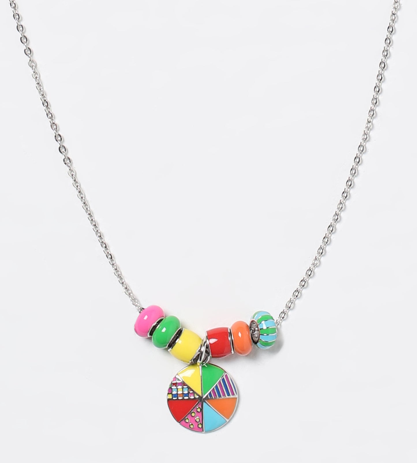 Wheel of Fortune Beaded Charm Necklace | Enamel Sterling Silver