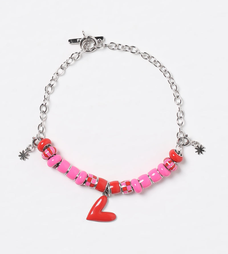 I Love You Beaded Charm Bracelet | Enamel Sterling Silver