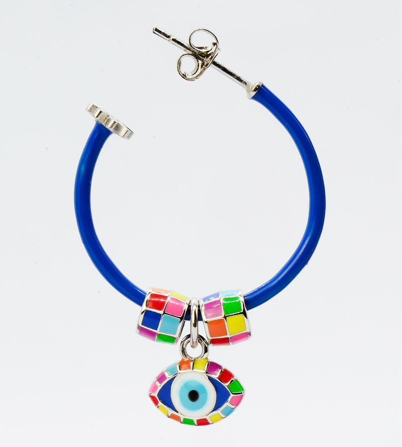 Keep an Eye Out Hoop Earring Mix | Enamel Sterling Silver (Single)