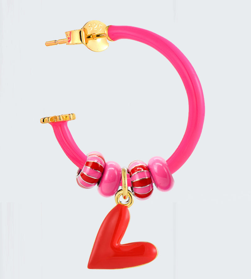 I'm in Love Hoop Earring Mix | Enamel 18k Gold-plated Sterling Silver (Single)