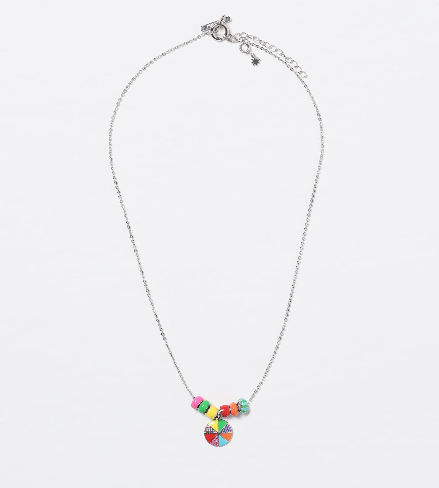 Wheel of Fortune Beaded Charm Necklace | Enamel Sterling Silver