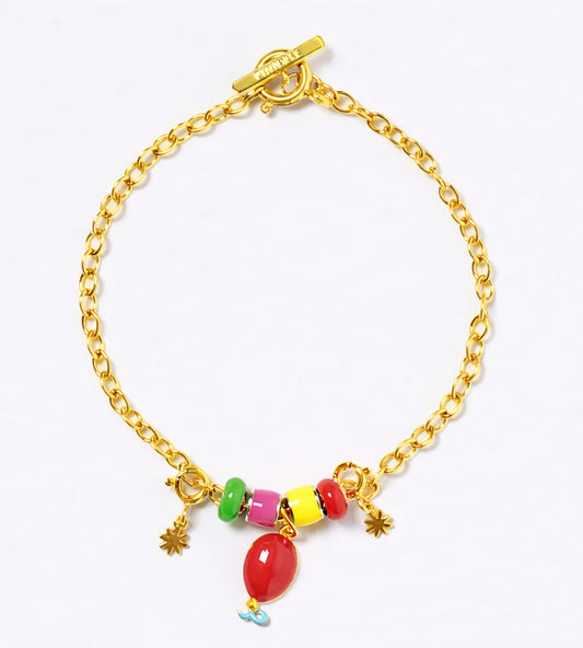Let's Celebrate Beaded Charm Bracelet | Enamel 18k Gold-plated Sterling Silver