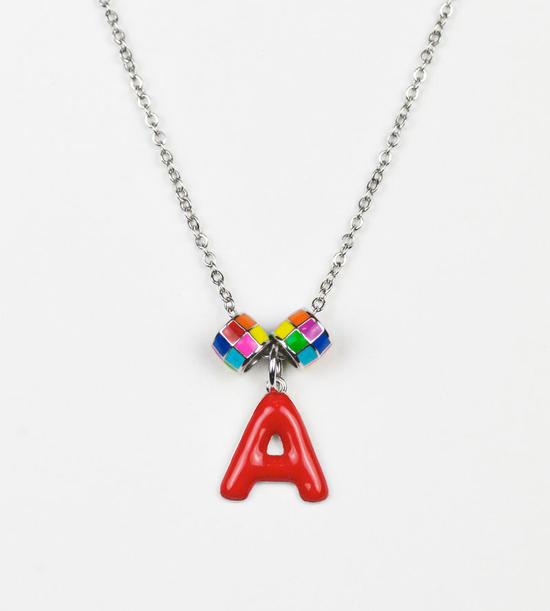 Monogram Beaded Charm Necklaces | Enamel Sterling Silver