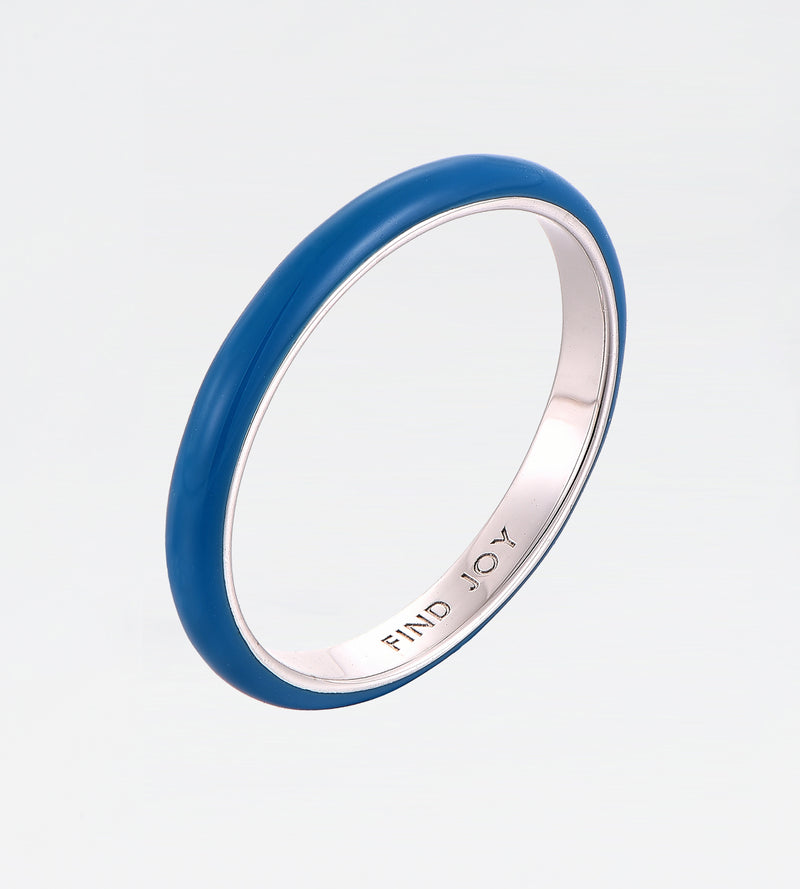 Teal Thin Ring | Enamel Sterling Silver