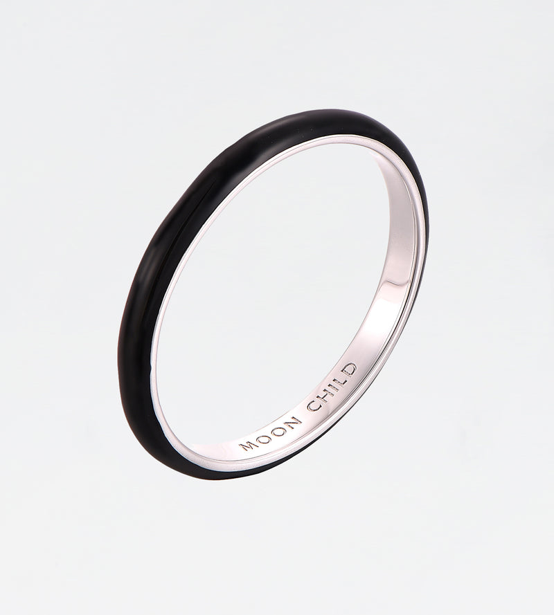 Black Thin Ring | Enamel Sterling Silver