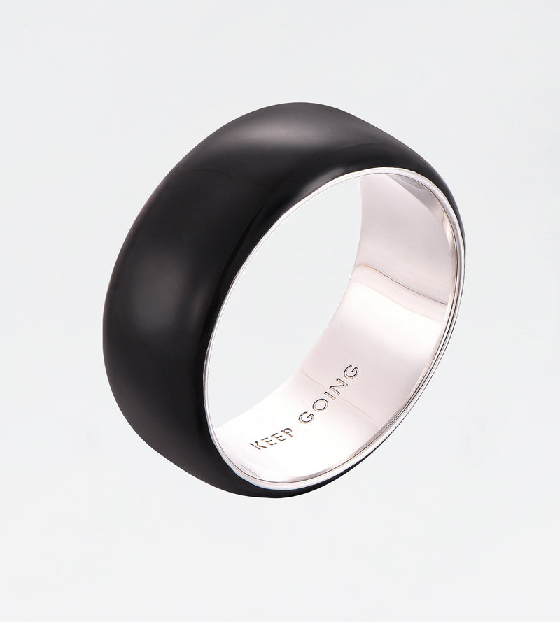 Black Thick Ring | Enamel Sterling Silver