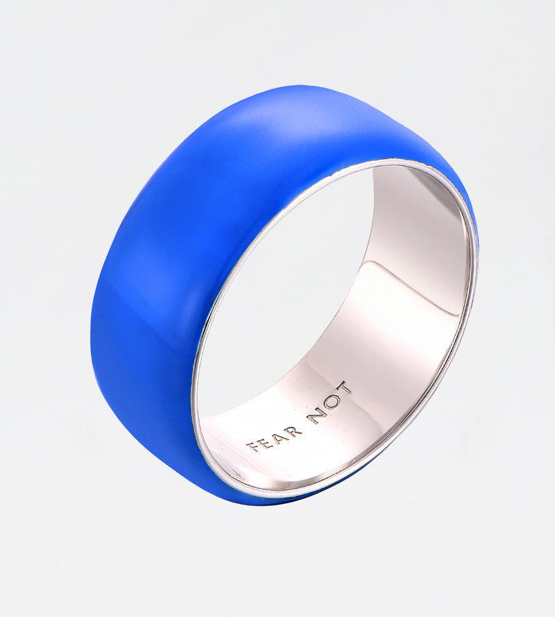 Blue Thick Ring | Enamel Sterling Silver