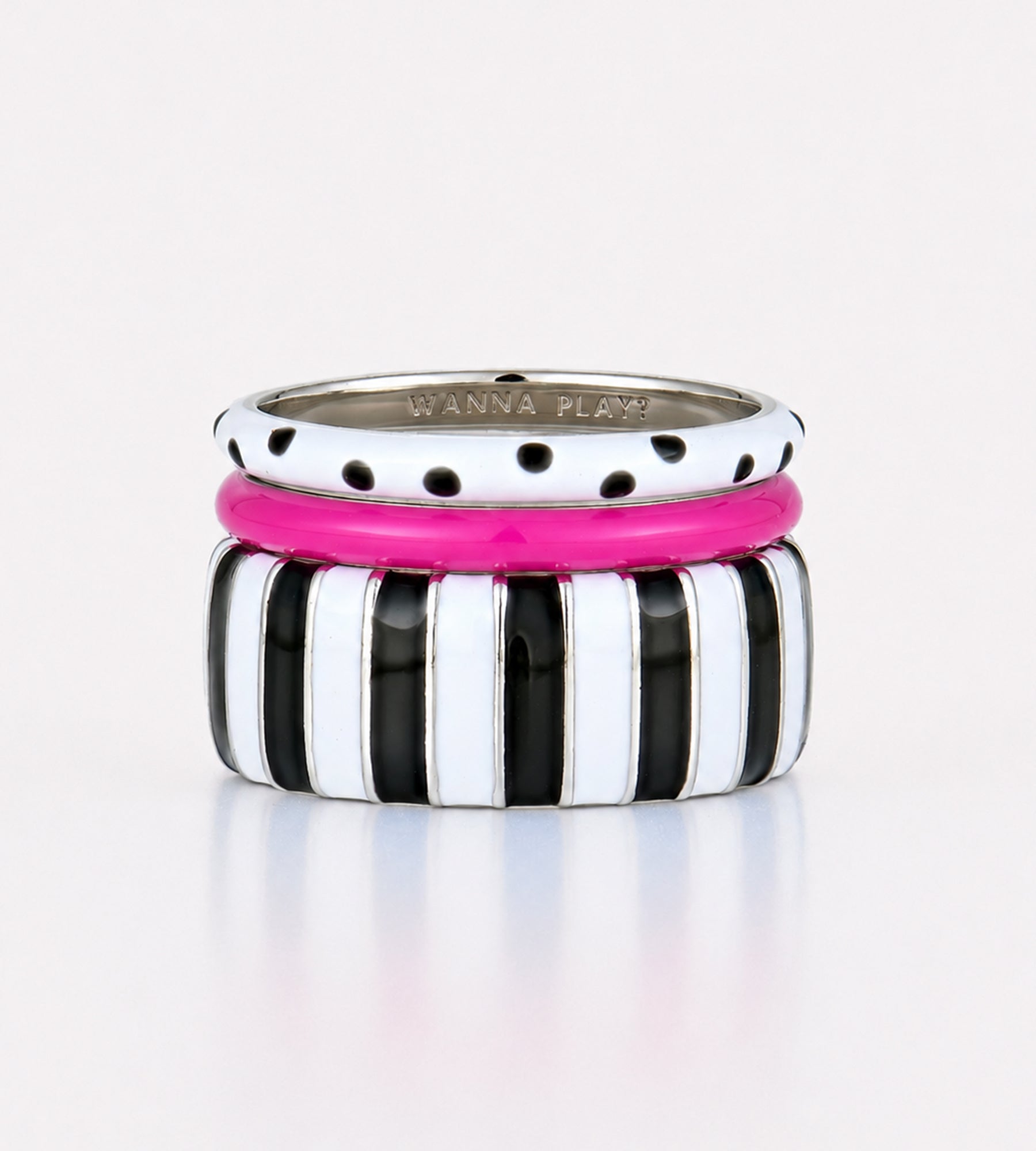 Purple Dalmata Ring Stack | Enamel Sterling Silver
