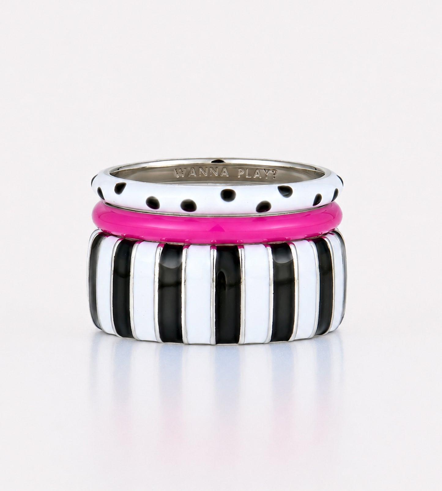 Purple Dalmata Ring Stack | Enamel Sterling Silver