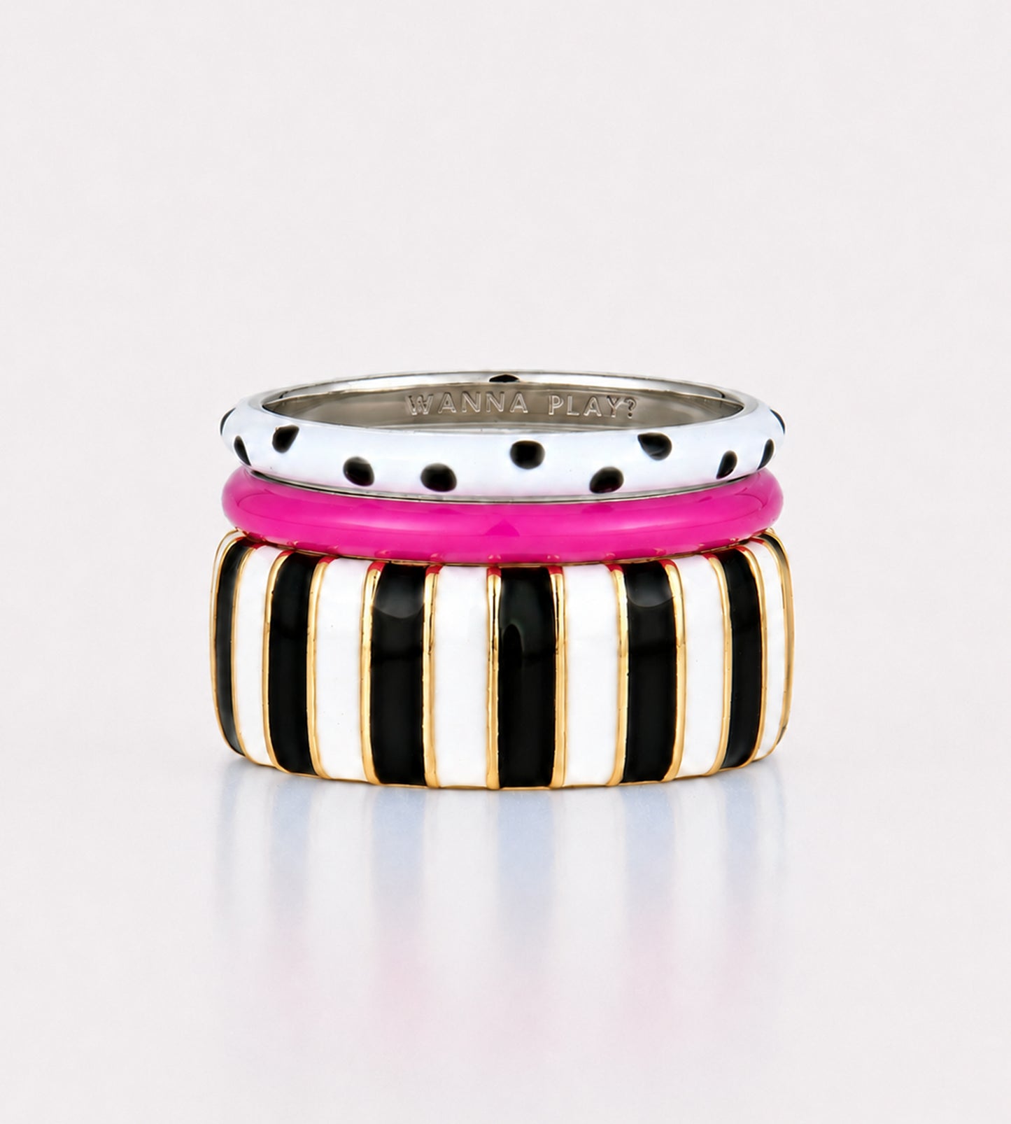Purple Dalmata Ring Stack | Enamel 18k Gold-plated Sterling Silver