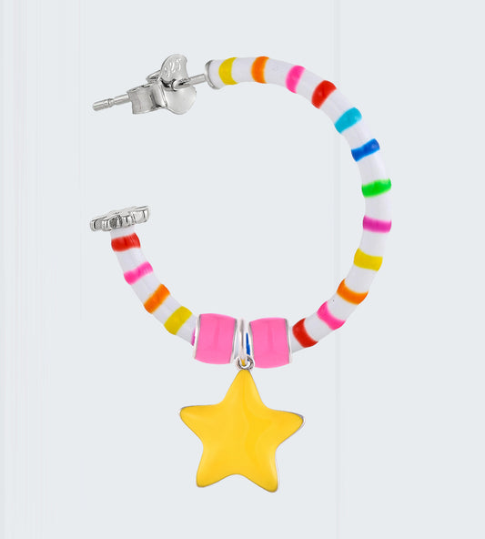 Daydreamer Freehand Striped Hoop Earring Mix | Enamel Sterling Silver (Single)