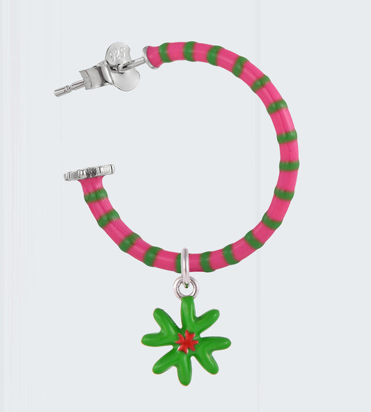 Lucky Little Thing Freehand Striped Hoop Earring Mix | Enamel Sterling Silver (Single)