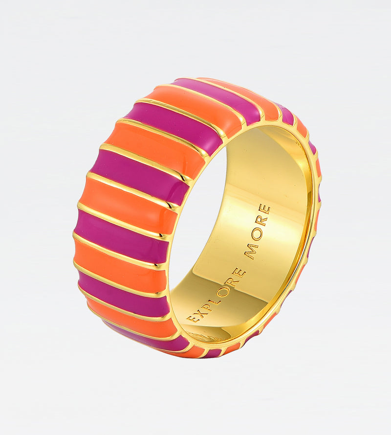 Orange & Purple Thick Ring | Enamel 18k Gold-plated Sterling Silver