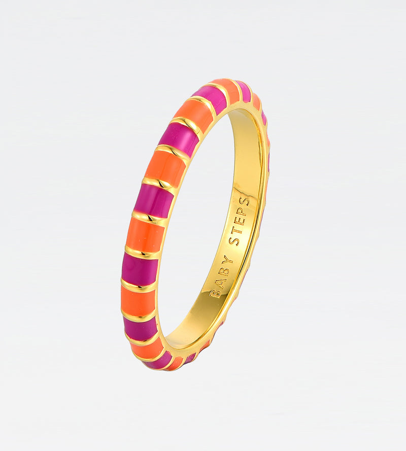 Orange & Purple Thin Ring | Enamel 18k Gold-plated Sterling Silver